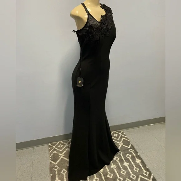 NWT Lotus Threads NYC One Shoulder Gown In Black Size 4 (Style 61490) - Picture 4 of 9